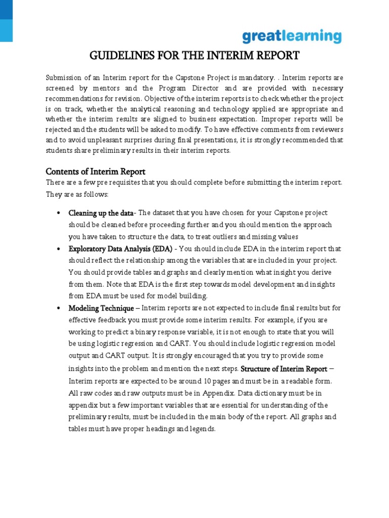 Guidelines For Interim Report | PDF | Data Analysis | Cognition