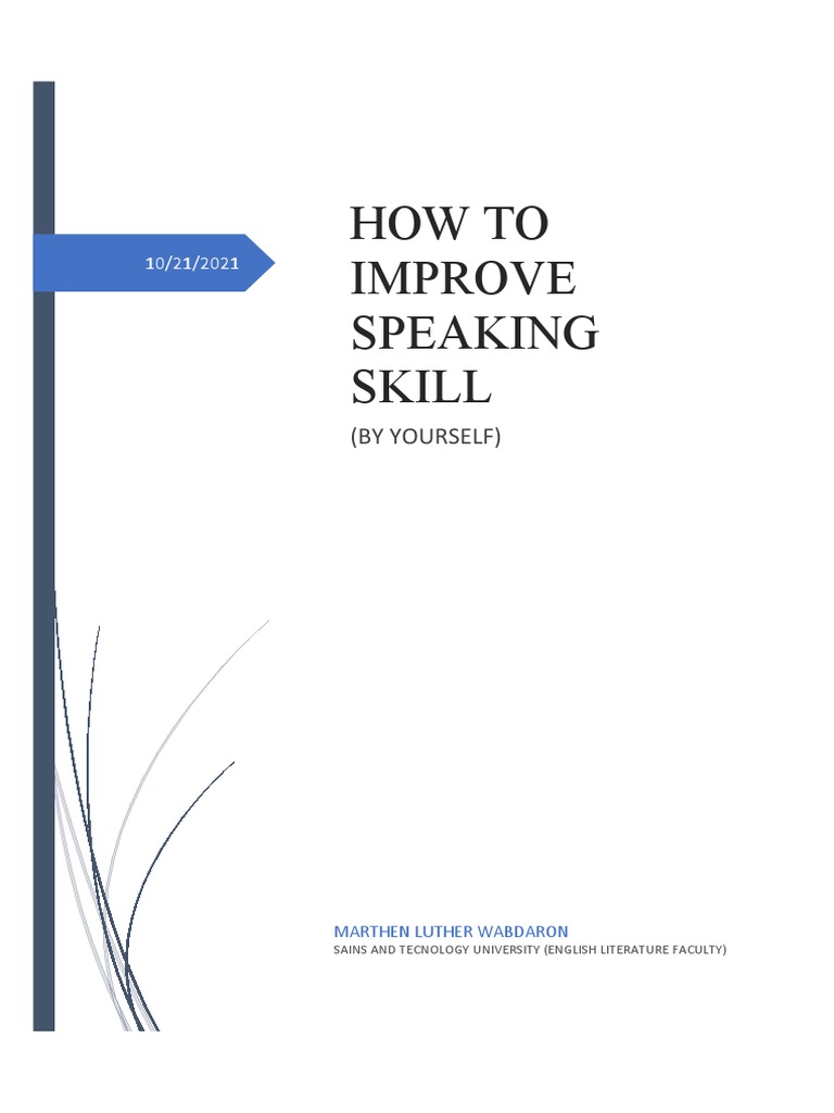 How To Improve Speaking Skill Pdf English Language Vocabulary