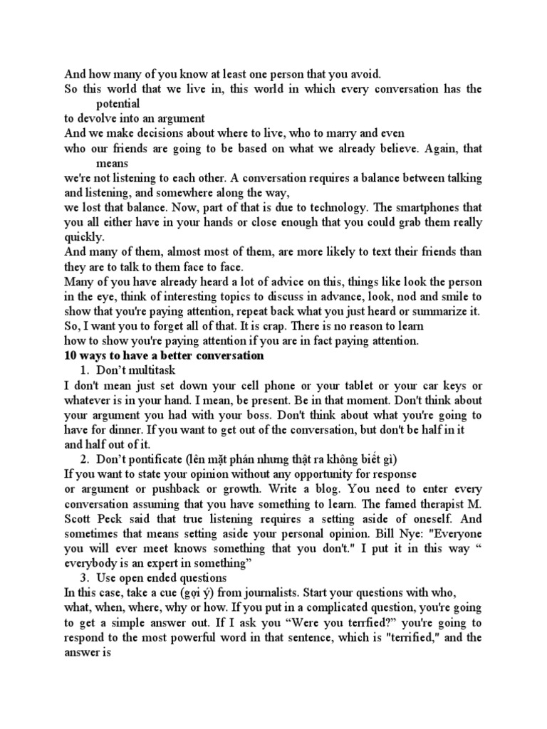 10 Ways To Have A Better Conversation Pdf Conversation Attention