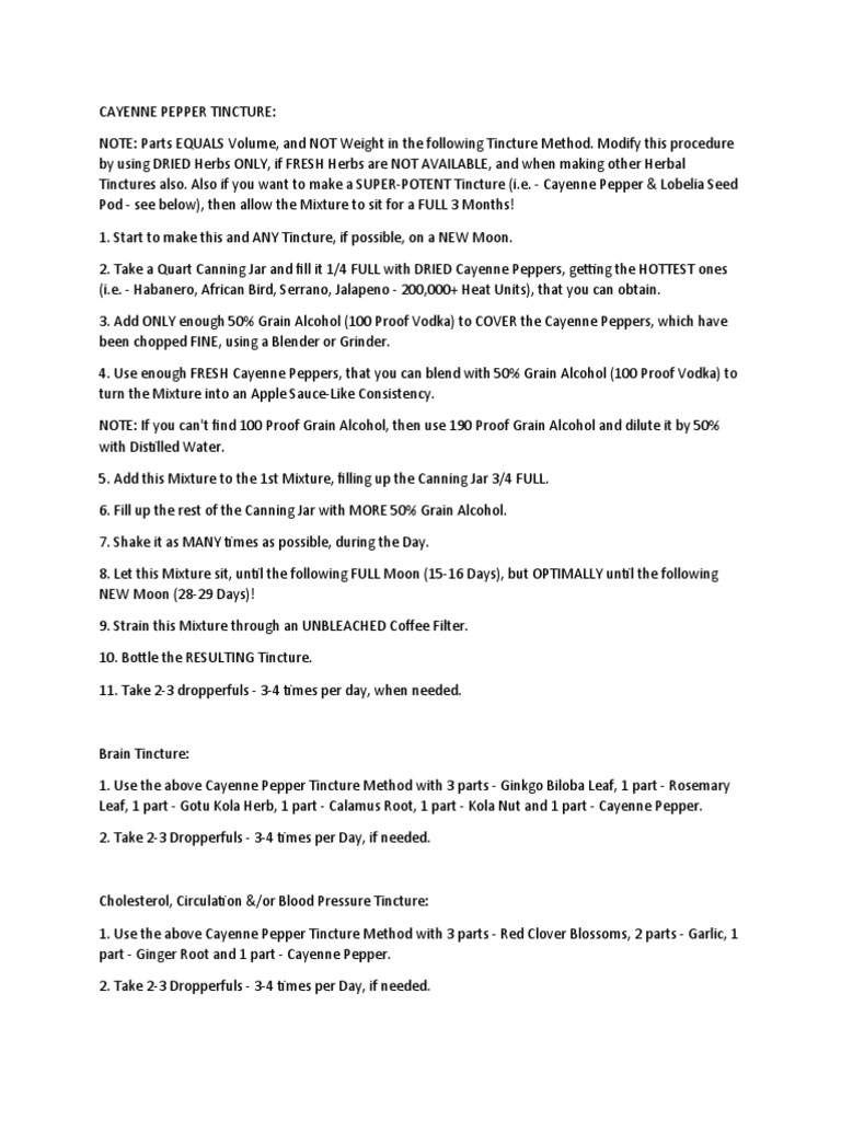 Cayenne Pepper Tincture PDF Drink Garlic