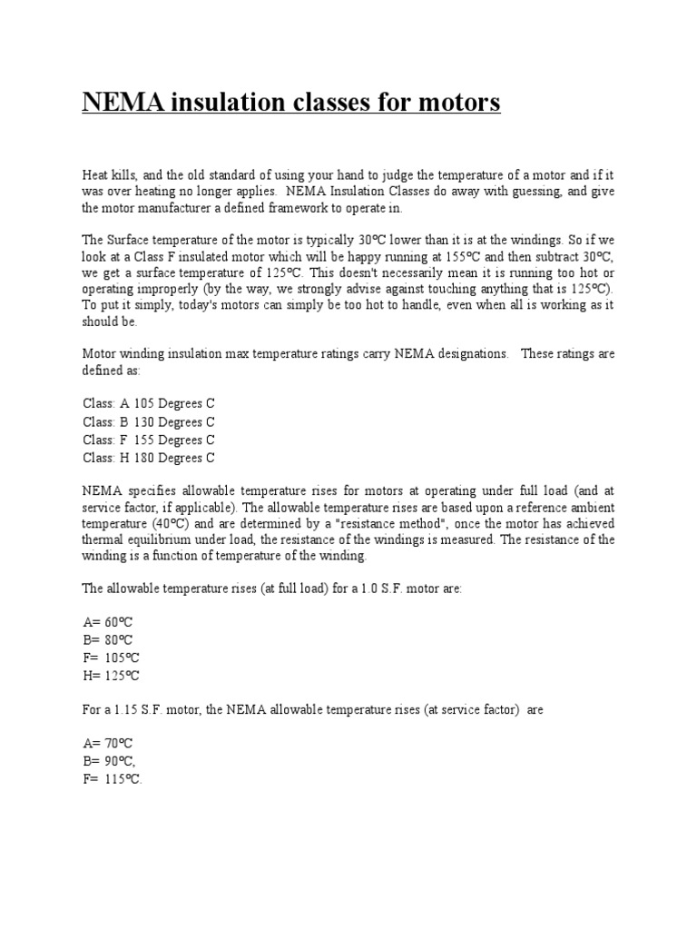 NEMA Standards Insulation PDF Thermal Insulation Temperature
