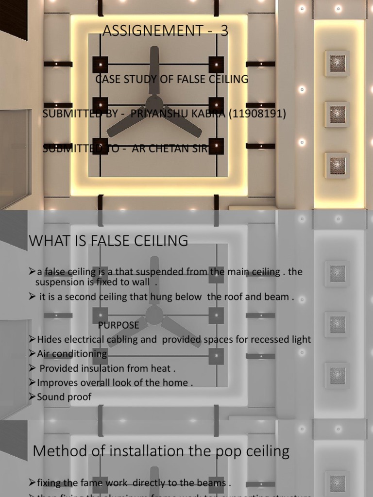 False Ceiling Case Study and Installation Guide | PDF | Ceiling | Drywall