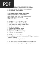 A1 Speaking Questions