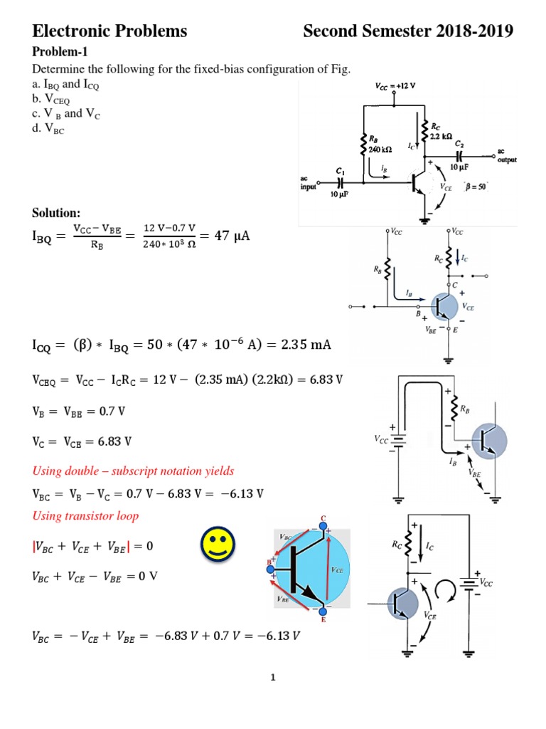 BJTBIAS Problems & Solutions PDF Bipolar Junction Transistor Electronics