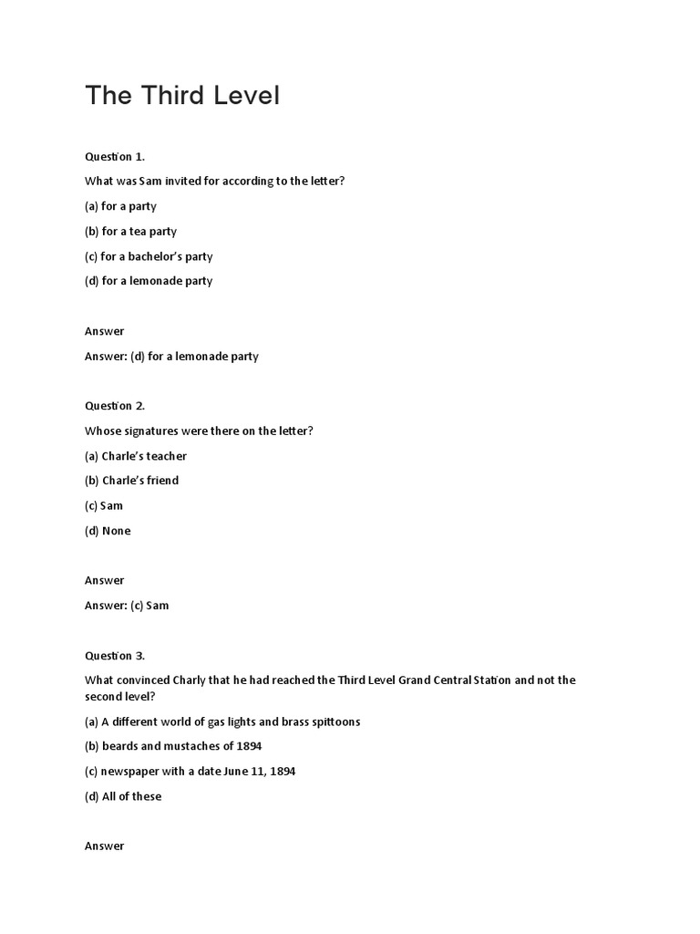 The Third Level | PDF