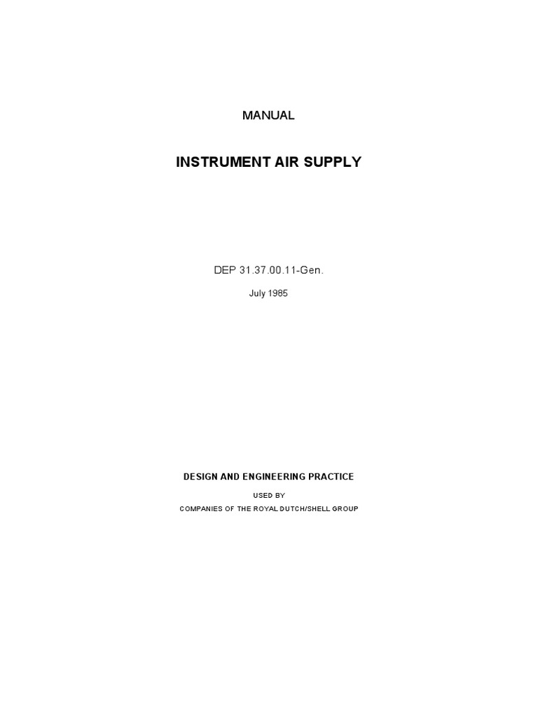Instrument Air Supply Manual PDF Pipe (Fluid Conveyance) Valve