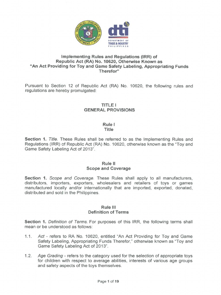 Irr Ra 10620 | PDF