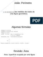 Fórmulas geométricas para cálculo de perímetro, área e volume