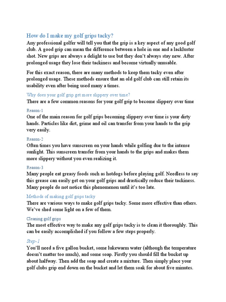 How Do I Make My Golf Grips Tacky PDF