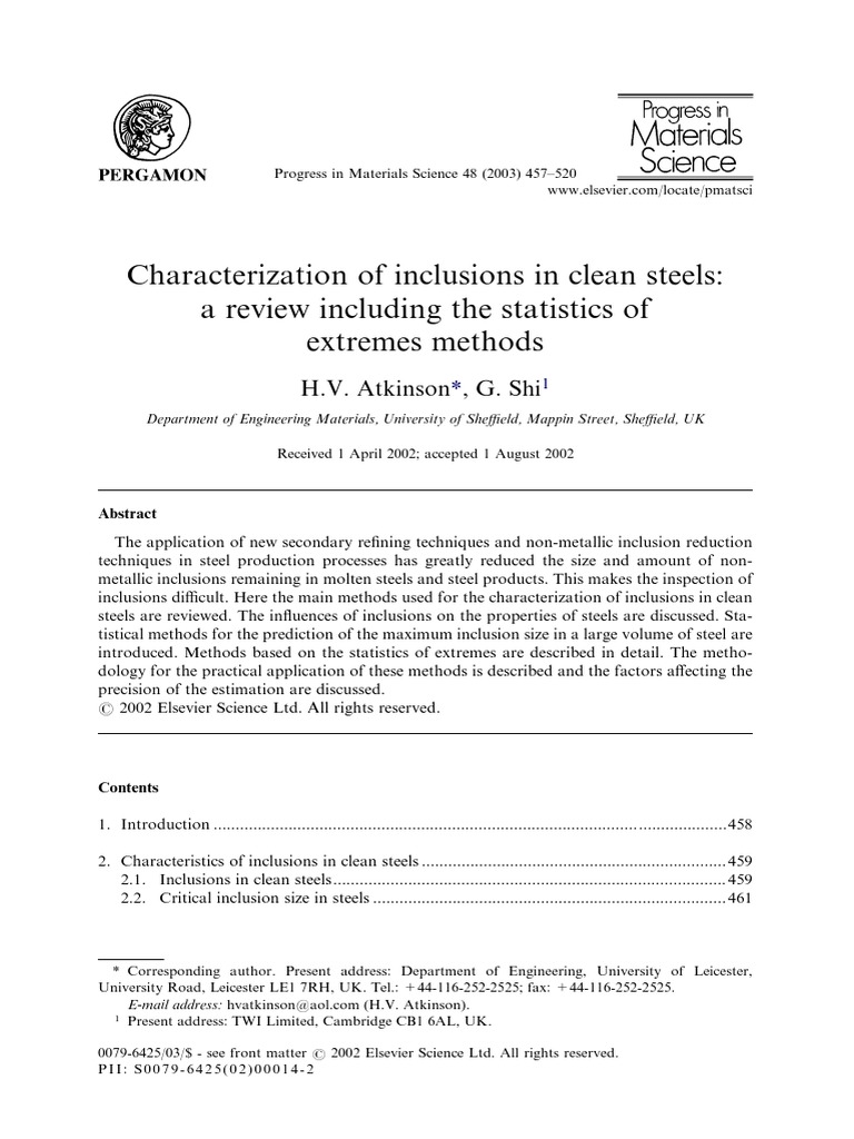 Steel Inclusion Analysis Review | PDF | Fracture | Fatigue (Material)