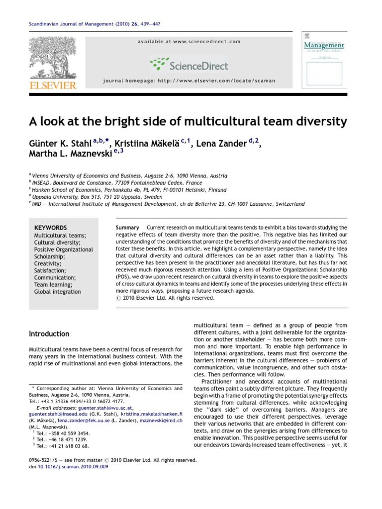 Positive Aspects of Multicultural Teams | PDF | Creativity | Communication