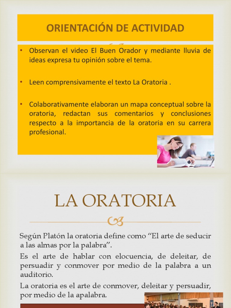 Definición y importancia de la oratoria | PDF | Hablar en público ...