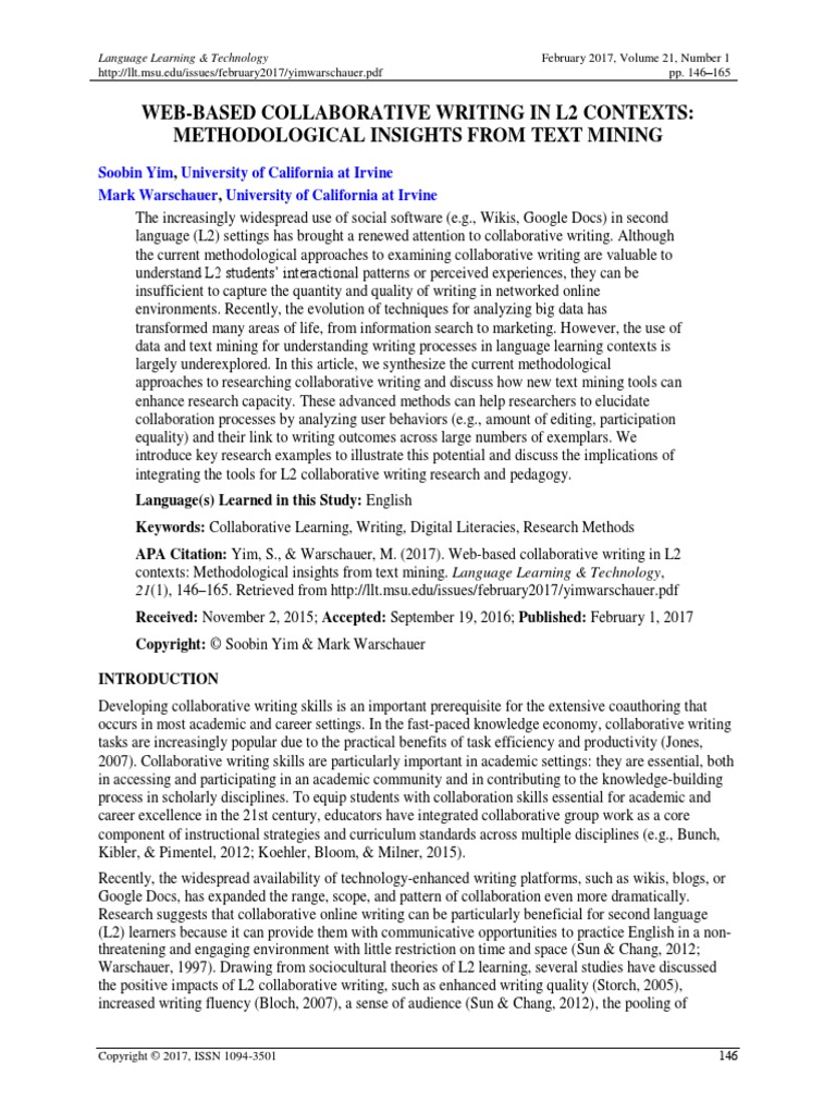 Web-Based Collaborative Writing in L2 Contexts | PDF | Second Language ...