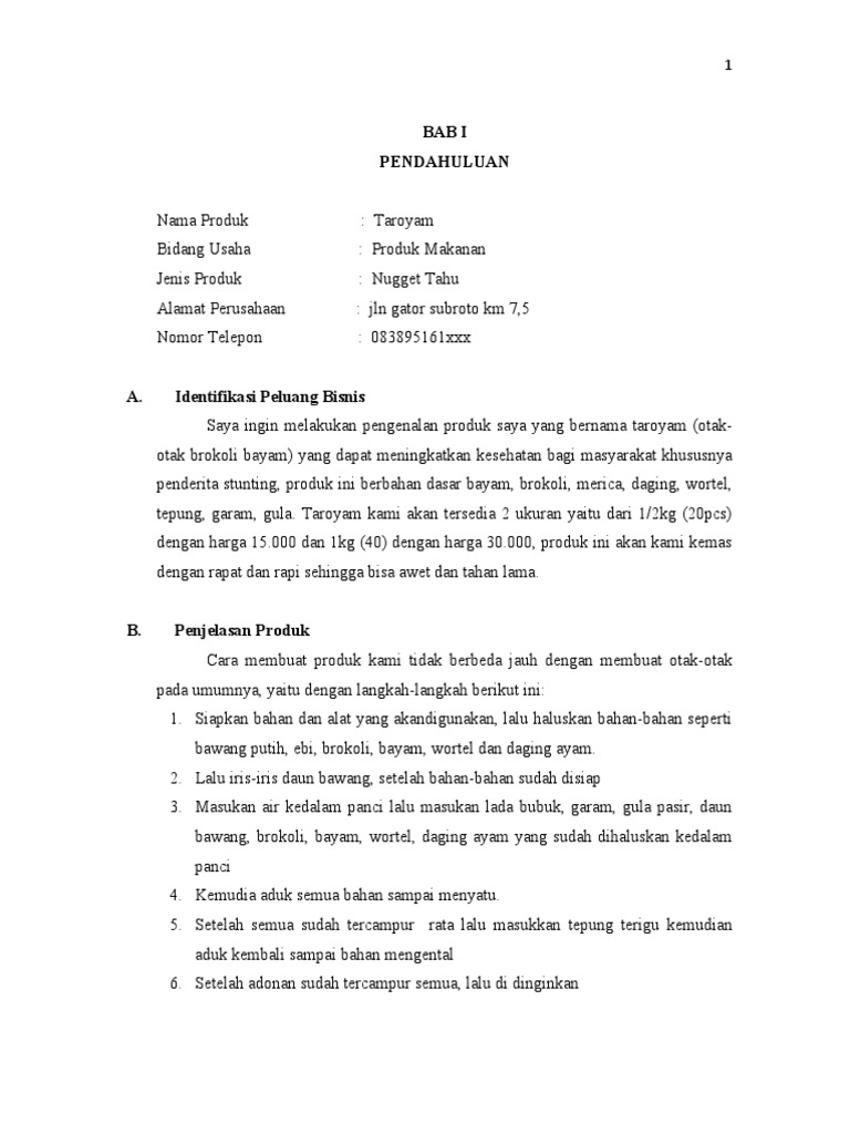 Contoh B.plan | PDF | Bisnis