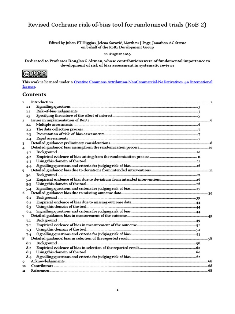 RoB 2 Tool for Bias Assessment | PDF | Randomized Controlled Trial ...