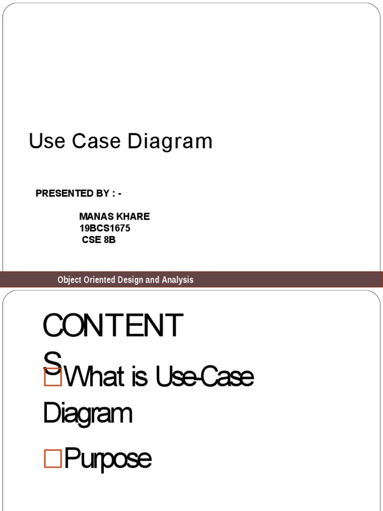 Use Case Diagram Presented By Manas Khare 19BCS1675 Cse 8B PDF