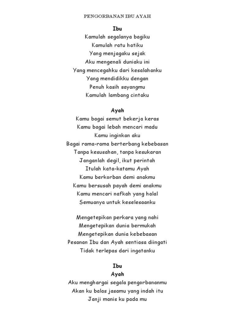 Pengorbanan Ibu dan Ayah Tercinta | PDF