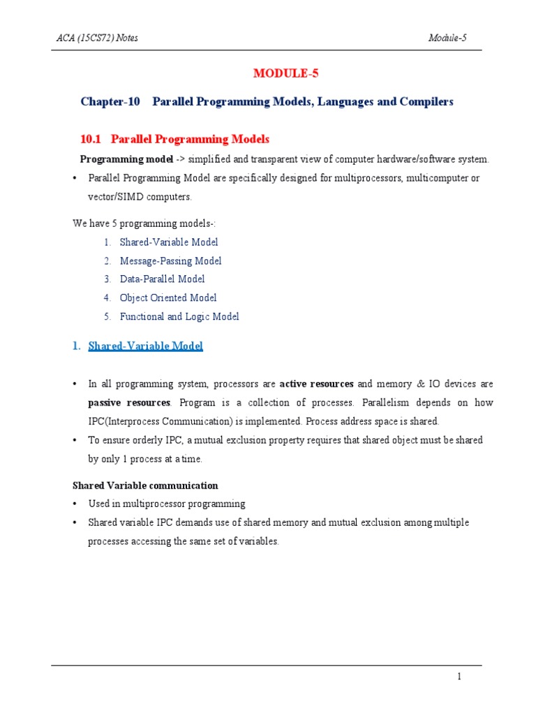 Chapter-10 Parallel Programming Models, Languages and Compilers | PDF ...