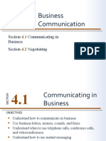 Business Communication: Section Communicating in Business Section Negotiating