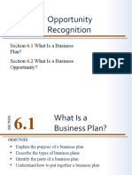 Opportunity Recognition: Section What Is A Business Plan? Section What Is A Business Opportunity?