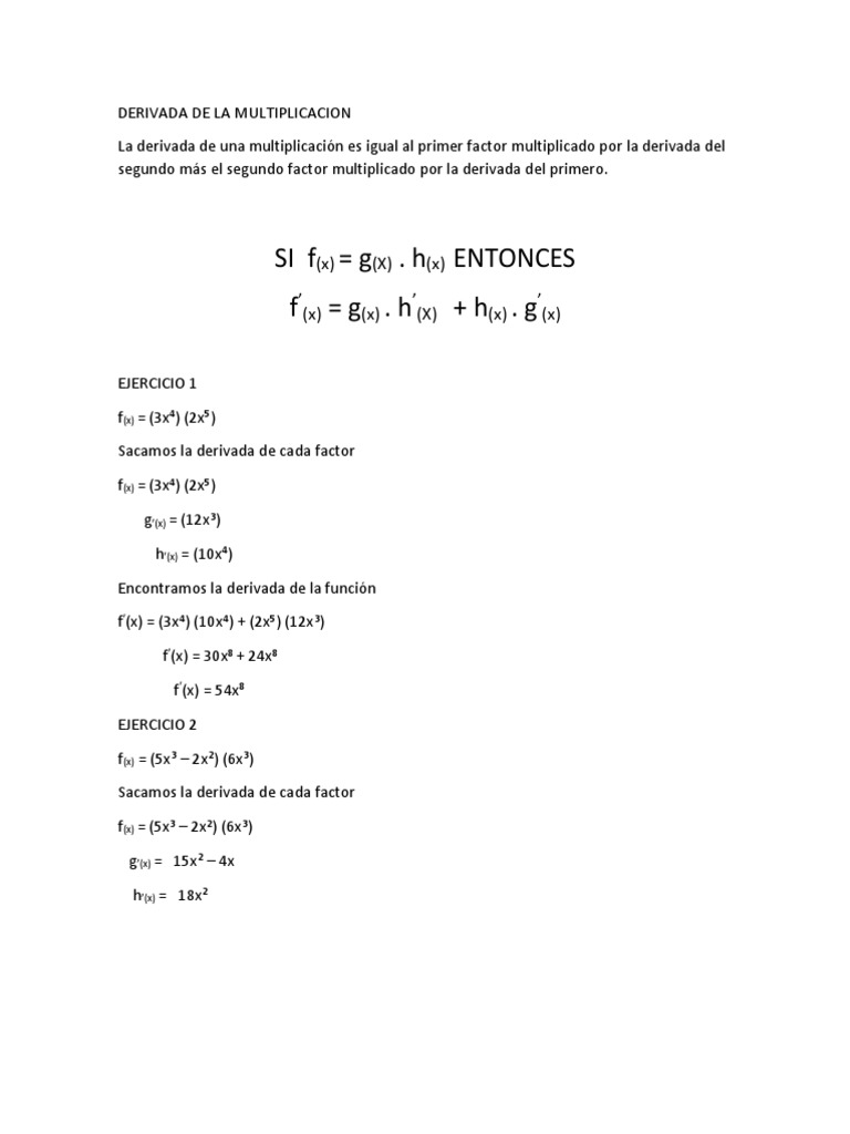Derivada de La Multiplicacion | PDF