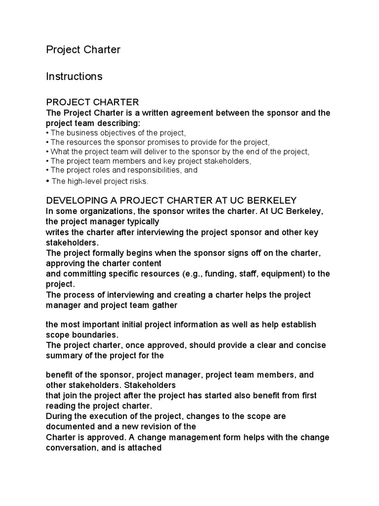 UC Berkeley Project Charter Guide | PDF | Business