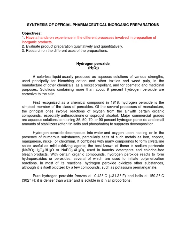 HOW TO PREPARE 40MM HYDROGEN PEROXIDE intelligence overview