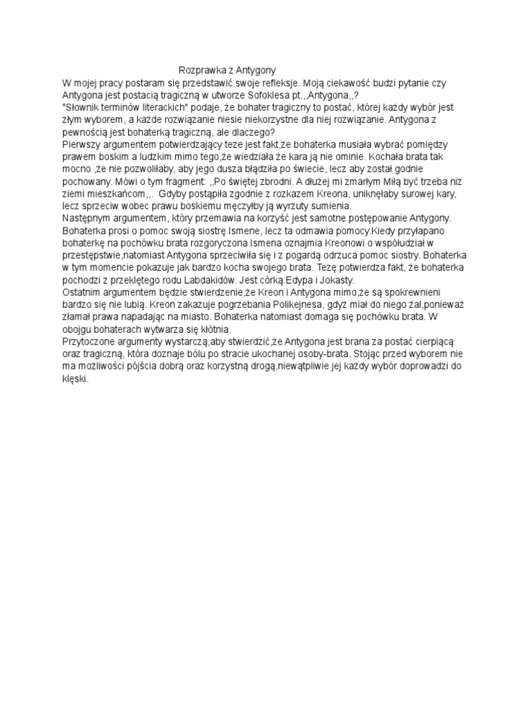 Rozprawka Z Antygony PDF