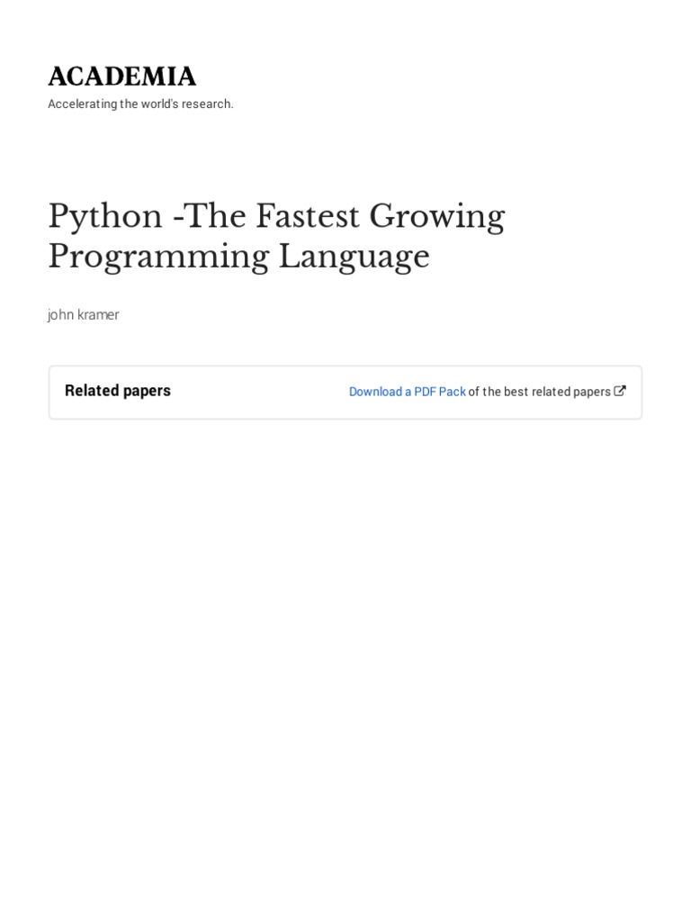 Python - The Fastest Growing Programming Language: Related Papers | PDF ...