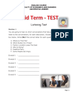 Listening Test: English Course Faculty of Economics and Business Universitas Jember