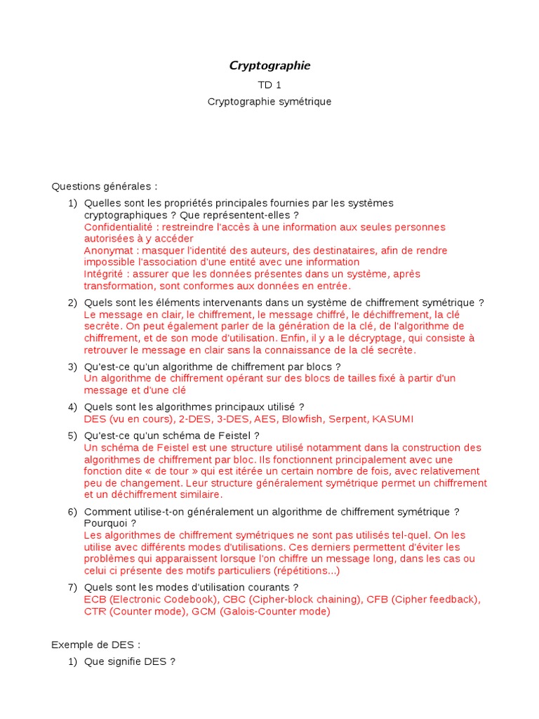 Introduction à la cryptographie symétrique | PDF | Cryptage | Cryptographie
