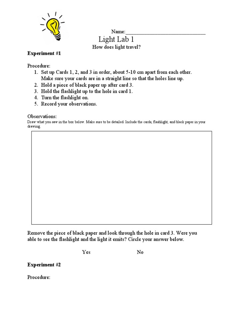Light Lab 1 PDF Light Flashlight