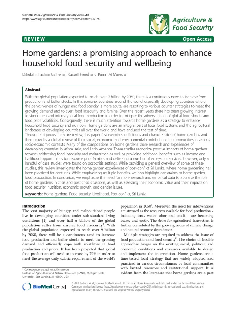 Home Gardens A Promising Approach To Enhance Household Food Security ...