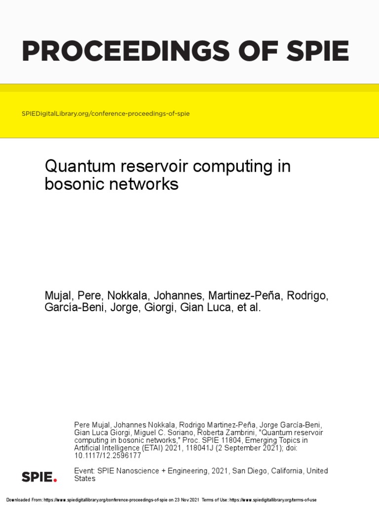 Quantum Reservoir Computing in Bosonic Networks PDF Quantum