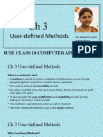 User-Defined Methods: Icse Class 10 Computer Applications