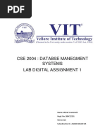 Cse 2004: Databse Manegment Systems Lab Digital Assignment 1