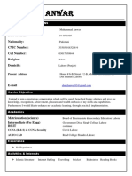 Shakeel Anwar: Father's Name: Date of Birth: Nationality: CNIC Number: Cell Number: Religion: Domicile