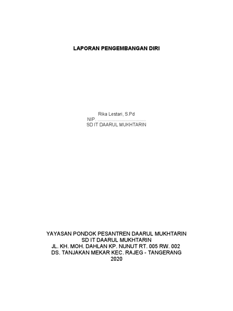 Laporan Pengembangan Diri Guru SD | PDF