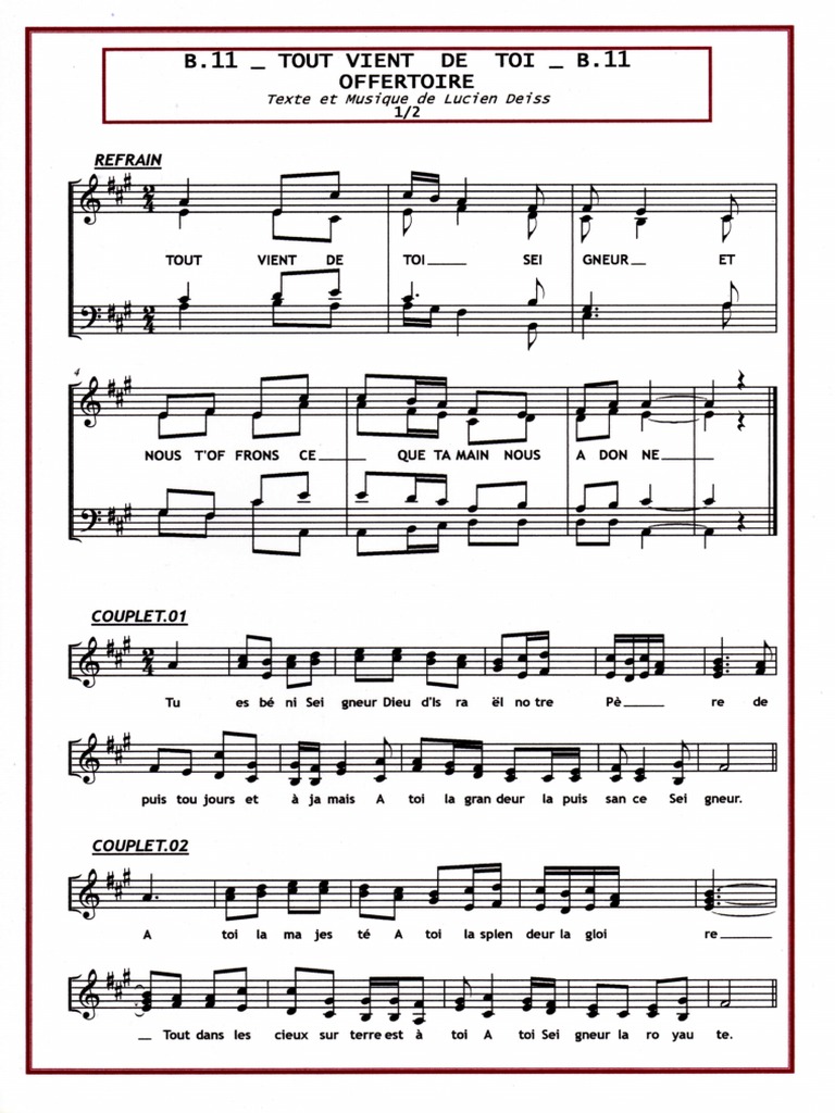 Tout Vient de Toi B 11 Lucien Deiss PDF