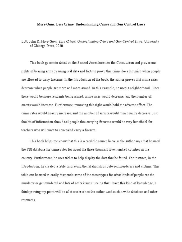 More Guns, Less Crime Understanding Crime and Gun Control Laws PDF