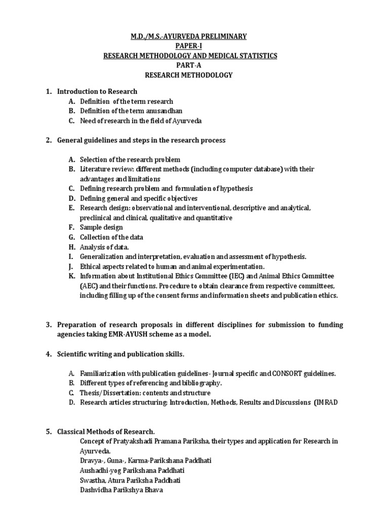 Ayurveda Research Methodology Syllabus | PDF | Analysis Of Variance ...