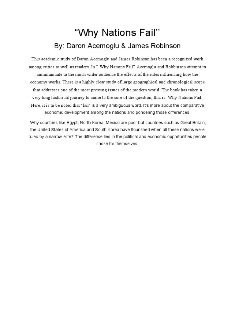 Why Nations Fail Book Review PDF