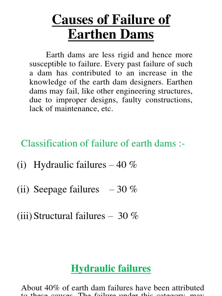 Causes of Earthen Dam Failures | PDF | Dam | Soil Mechanics