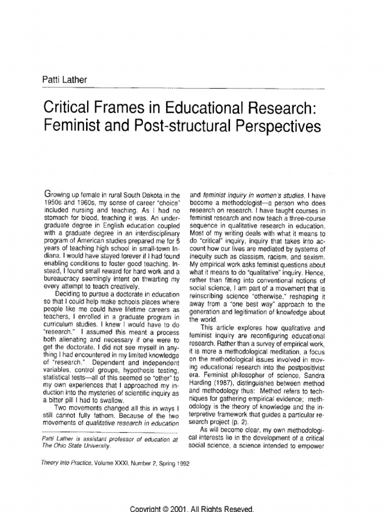 Lather - Critical Frames in Educational Research | PDF