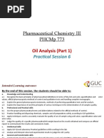 Pharmaceutical Chemistry Iii PHCMP 773: Oil Analysis (Part 1)