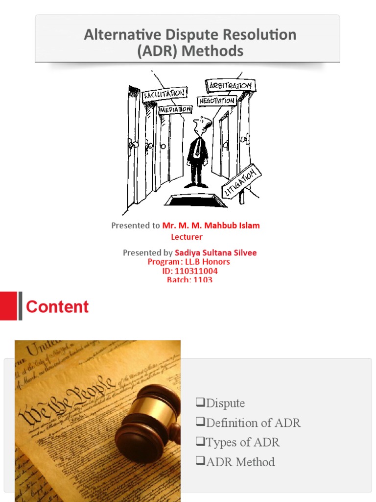 Alternative Dispute Resolution ADR Metho | PDF | Alternative Dispute ...