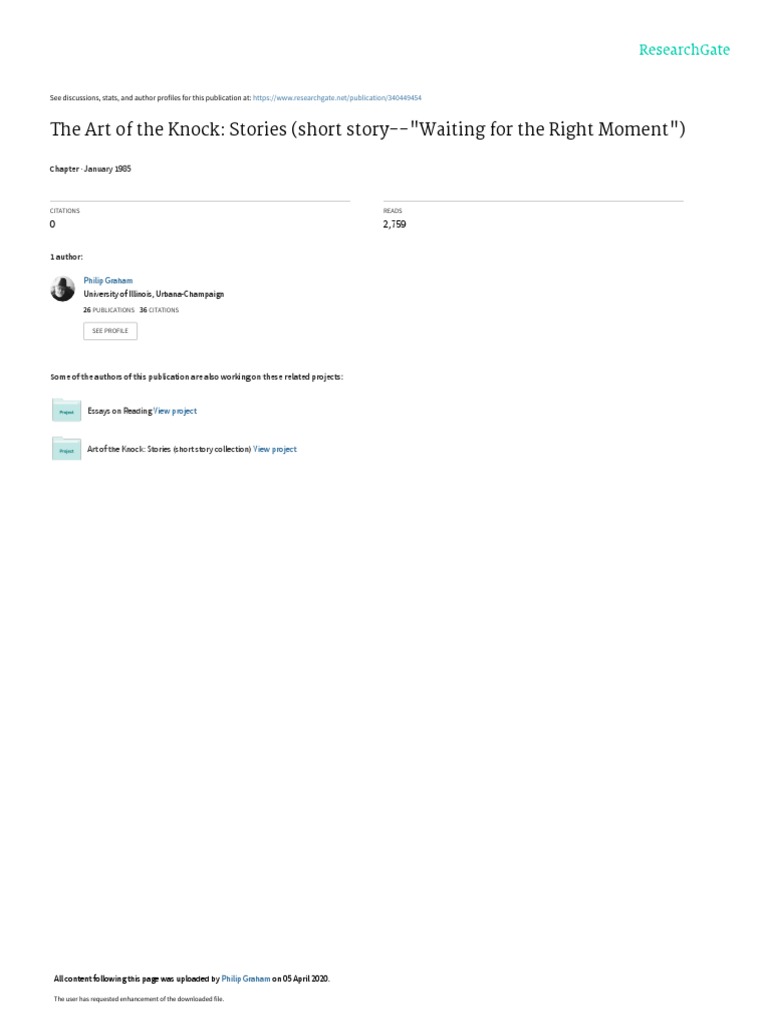 The Art of The Knock Stories (Short Story "Waiting For The Right