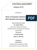 Study of Employees' Satisfaction Level in HDFC Standard Life Insurance Company