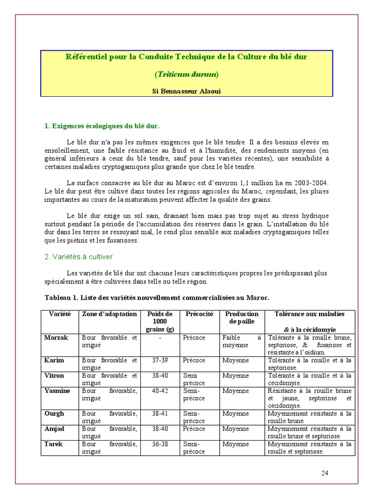 Référentiel Technique Culture Blé Dur | PDF | Blé | Semis