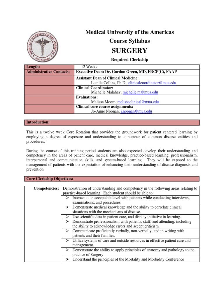 Surgery Syllabus 2010.12 PDF Health Care Nonverbal Communication
